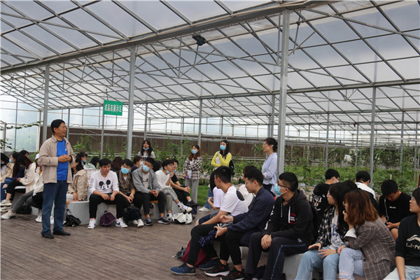 实习学生聚集在大棚内与老师互动交流.jpg